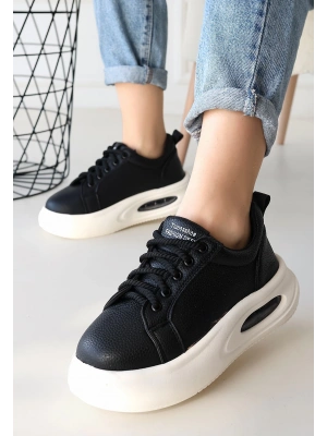 Chris Siyah Cilt Bağcıklı Spor Ayakkabı