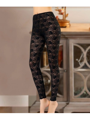 Derya Kurşun Dantelli Kadın Tayt 419