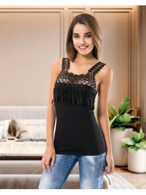 Derya Kurşun Kalın Güpür Askılı Atlet 129