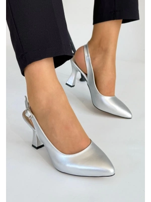 Ester Gri Cilt Kadın Topuklu Ayakkabı