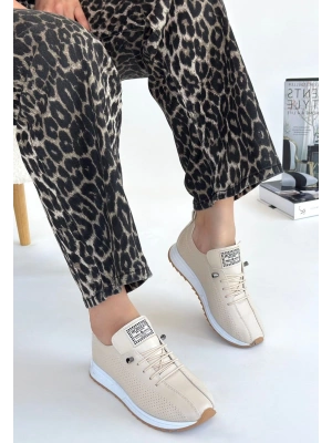 Fiert Bej Cilt Bağcıklı Kadın Spor Ayakkabı