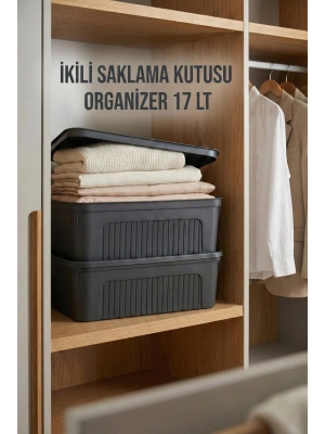 Füme 2Li 17 LT Ünit Saklama Kutusu & Çok Amaçlı Ev Ve Gardırop Düzenleyici Organizer