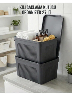 Füme 2Li 27 LT Ünit Saklama Kutusu & Çok Amaçlı Banyo Ve Ev Düzenleyici Organizer