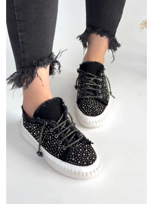 Guji Siyah Kot Bağcıklı Kadın Spor Ayakkabı