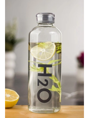 H2o Borosilikat Cam Matara Vakum Kapaklı Su Şişesi Suluk Gri 1000 ML