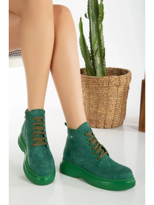 Jiwa Yeşil Süet Bağcıklı Kadın Bot