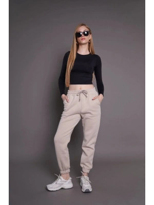 Jogger 3 İplik Şardonlu Cepli Tek Alt Siyah Siyah Sütlü Kahve