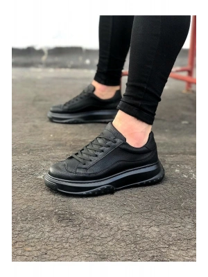 JY507 Alone Bağcıklı Cilt Erkek Günlük Sneaker Ayakkabı CST Siyah