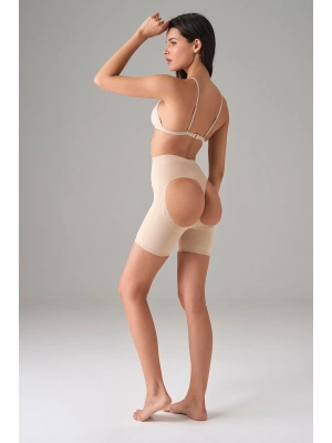 Kadın Ten Dikişsiz Popo Açık Kalça Dikleştirici Kısa Tayt Şort 8303