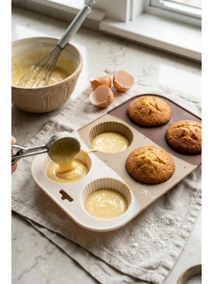 Kahve Rengi 6’lı Silikon Kek Ve Çikolata Kalıbı & Muffin Kabı Pişirme Gereci 16x25 cm