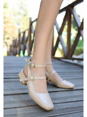 Karmi Bej Rugan Kadın Topuklu Ayakkabı