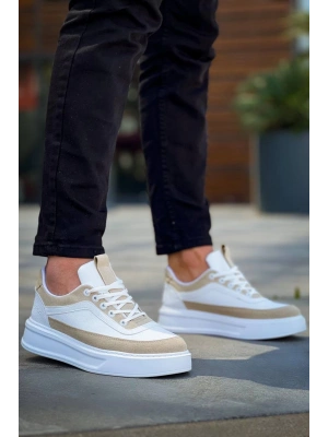 Kb-006 Kuback Beyaz Cilt Bej Süet Yüksek Taban Bağcıklı Günlük Erkek Ayakkabı Erkek Günlük Ayakkabı