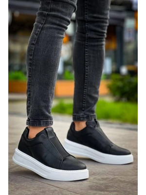 Kb-007 Kuback Siyah Beyaz Yüksek Taban Tek Bant Bağcıksız Günlük Erkek Ayakkabı Erkek Günlük Ayakkabı