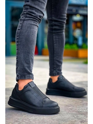 Kb-007 Kuback Siyah Siyah Yüksek Taban Tek Bant Bağcıksız Günlük Erkek Ayakkabı Erkek Günlük Ayakkabı