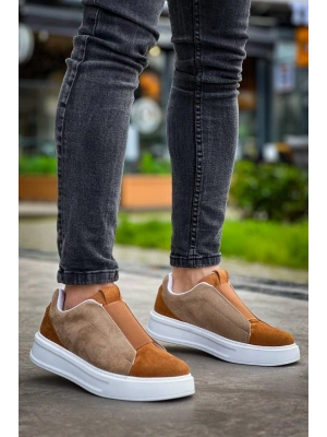 KB-007  Kuback  Vizon Taba Yüksek Taban Tek Bant Bağcıksız Günlük Erkek Ayakkabı