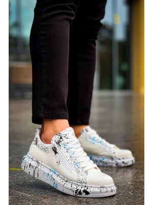 Kb-02 Kuback Bağcıklı Crocodile Beyaz Mavi Günlük Erkek Ayakkabı Erkek Günlük Ayakkabı