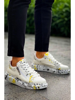 Kb-02 Kuback Bağcıklı Crocodile Beyaz Sarı Günlük Erkek Ayakkabı Erkek Günlük Ayakkabı