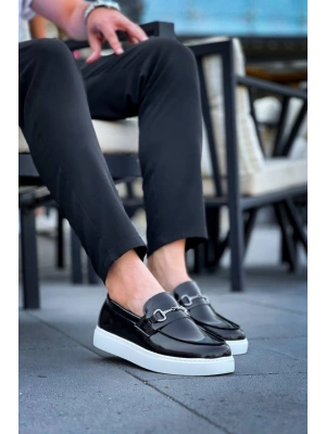 Kb-027 Kuback Bağcıksız Siyah Rugan G Günlük Erkek Ayakkabı Erkek Günlük Ayakkabı