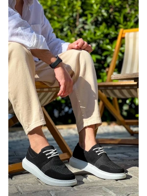 Kb-042 Kuback Bağcıklı Siyah Deri Tozu Beyaz Taban Günlük Erkek Ayakkabı Erkek Günlük Ayakkabı