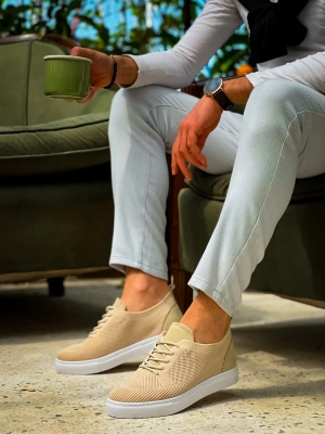 Kb-101 Kuback Bej Triko Bağcıklı Günlük Erkek Ayakkabı Erkek Günlük Ayakkabı