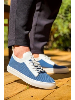 KB-110  Kuback Mavi Triko Yüksek Taban Bağcıklı Günlük Erkek Ayakkabı