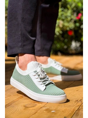 KB-110  Kuback Yeşil Triko Yüksek Taban Bağcıklı Günlük Erkek Ayakkabı