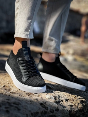 Kb-112 Kuback Siyah Triko Bağcıklı Günlük Erkek Ayakkabı Erkek Günlük Ayakkabı