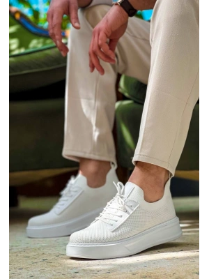 KB-116 Kuback Beyaz Bağcıklı Triko Günlük Erkek Ayakkabı