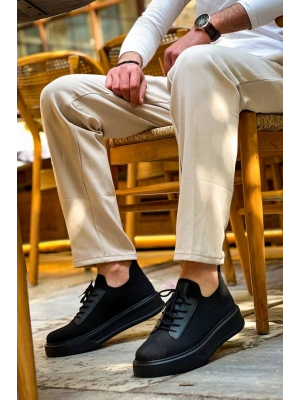 KB-116 Kuback Siyah Siyah Taban Bağcıklı Triko Günlük Erkek Ayakkabı