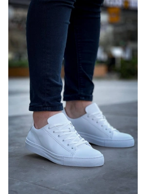 KB-122  Kuback Beyaz Cilt Yüksek Taban Bağcıklı Günlük Erkek Ayakkabı