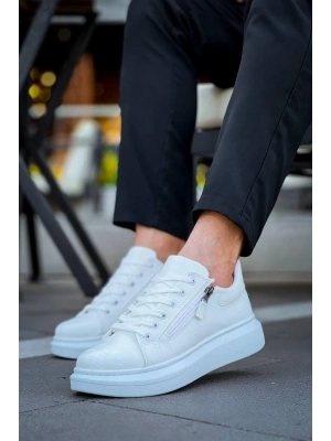 KB-309  Kuback Beyaz Fermuar Ve Bağcıklı  Günlük Erkek  Ayakkabı