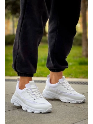 KB-707  Kuback  Beyaz Cilt Yüksek Taban Bağcıklı Günlük Erkek Ayakkabı