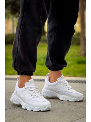 Kb-707 Kuback Beyaz Cilt Yüksek Taban Bağcıklı Günlük Erkek Ayakkabı Erkek Günlük Ayakkabı