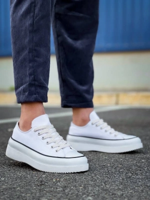 Kb-cx-3 Kuback Kısa Beyaz Keten Beyaz Yüksek Taban Erkek Spor Ayakkabı