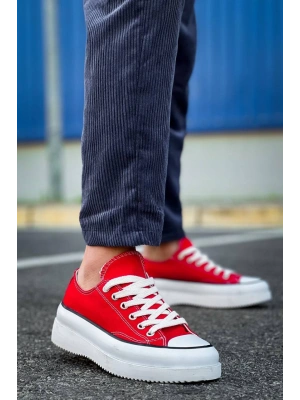 Kb-cx-3 Kuback Kısa Kırmızı Keten Beyaz Yüksek Taban Erkek Spor Ayakkabı