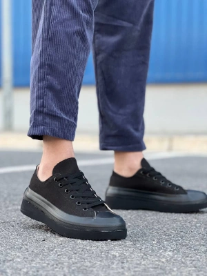 Kb-cx-3 Kuback Kısa Siyah Keten Siyah Yüksek Taban Erkek Spor Ayakkabı