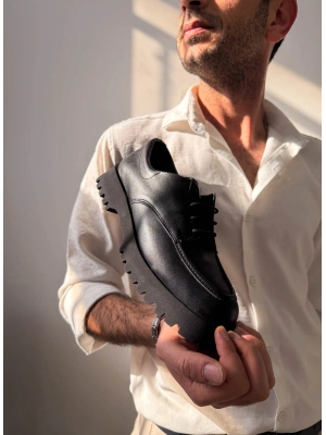 KB-KX6 Kuback Kömür Cilt Bağcıklı Günlük Unisex Ayakkabı