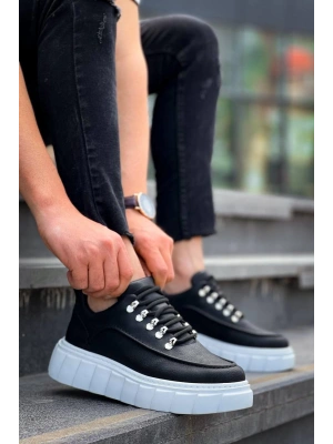 Kb-x10 Kuback Siyah Cilt Beyaz Yüksek Taban Günlük Spor Ayakkabı Kadın Günlük Ayakkabı