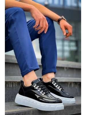 Kb-x10 Kuback Siyah Rugan Beyaz Yüksek Taban Günlük Erkek Spor Ayakkabı