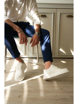 KB-X16 Kuback Beyaz Cilt Günlük Erkek Ayakkabı