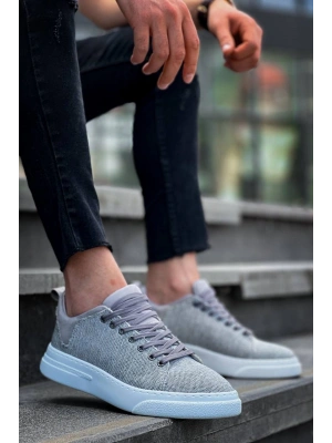 KB-X204 Kuback Gri Keten Beyaz Yüksek Taban Günlük Erkek Spor Ayakkabı