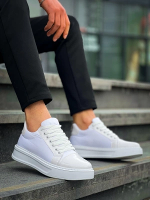 KB-X46 Kuback Beyaz Rugan Yüksek Beyaz Taban Günlük Spor Ayakkabı