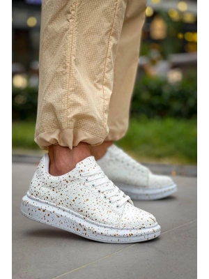 KB-X500  Kuback Beyaz Gold  Bağcıklı  Günlük Erkek  Ayakkabı