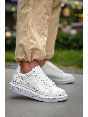 Kb-x500 Kuback Beyaz Gold Bağcıklı Günlük Erkek Ayakkabı Erkek Günlük Ayakkabı