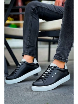 Kb-x7 Kuback Siyah Gri Yüksek Taban Bağcıklı Günlük Erkek Ayakkabı Erkek Günlük Ayakkabı