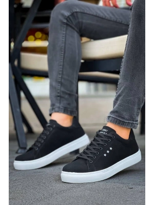 Kb-x7 Kuback Siyah Süet Yüksek Beyaz Taban Bağcıklı Günlük Erkek Ayakkabı Erkek Günlük Ayakkabı