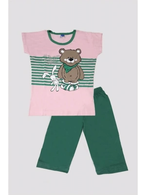 Kız Çocuk Ayıcık Desenli Alt Üst Pijama Takımı
