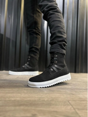 Knack Erkek Spor Bot B12 Siyah Süet (Beyaz Taban)