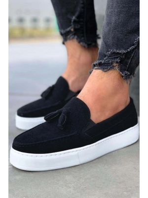 Knack Günlük Spor Klasik Ayakkabı 717 Siyah Süet (Beyaz Taban)