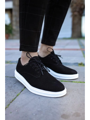 Knack Klasik Erkek Ayakkabı 001 Siyah Süet (beyaz Taban) Erkek Klasik Ayakkabı